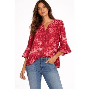 NY Collection Women's Petite 3/4 Sleeve Overlapped Bell Sleeve Neck Top PL